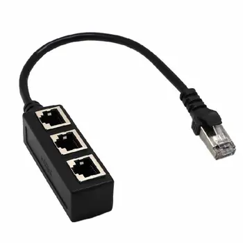 

RJ45 Ethernet Cable Adapter Splitter 1Male To 3Female Port LAN Network Plug 3in 1 Adapter NetWork Accessories