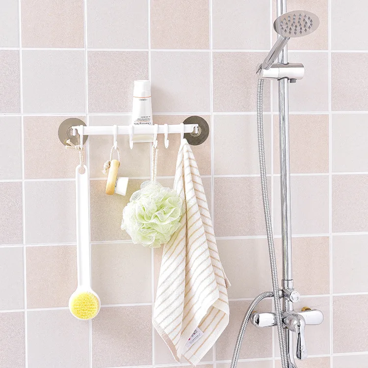 Kitchen Bathroom Hook Rack Double Suction Cup Towel Rack Hook Holder Lock Type Sucker Adjustable Double Cup Strong Hanging