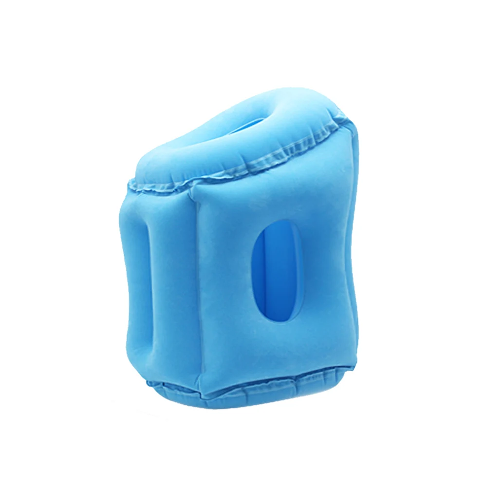 Travel pillow Inflatable pillows air soft cushion trip portable innovative products body back support Foldable blow neck pillow - Color: S blue