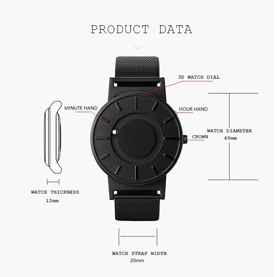 Brand EUTOUR Magnetic Ball Watch Men Waterproof Luxury Mens Wristwatch Silver Stainless Steel Quartz Wrist Ball Men’s Watches 20 2