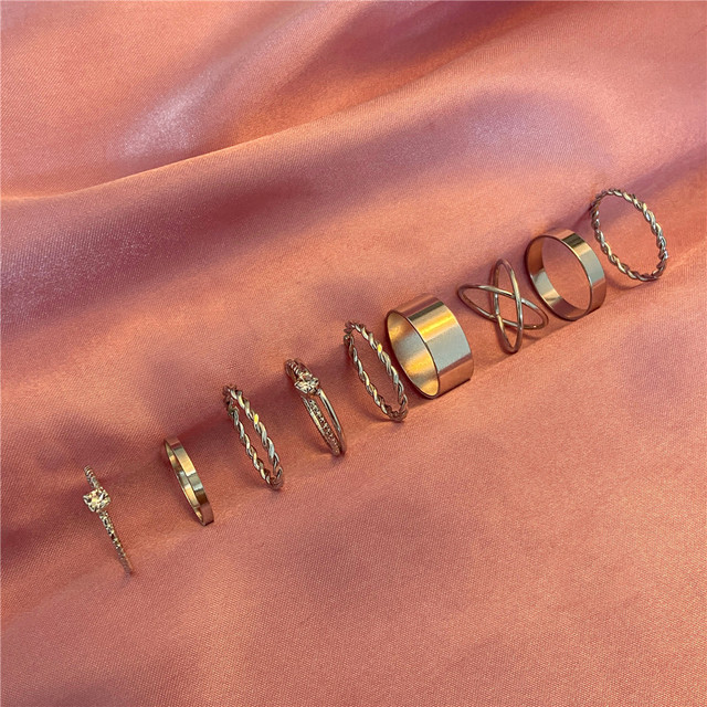 Silver Plated Angel Wings Ring for Womens Gothic Punk Steampunk Heart Butterfly Skull Ring Sets Party Jewelry 2021