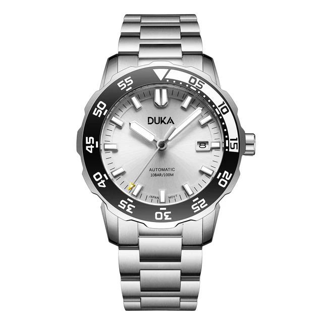2021 New DUKA Wrist Watch Brand luxury Automatic watch for men mechanical watch men NH35 ceramics Bezel 100m Steel Diver Watch White