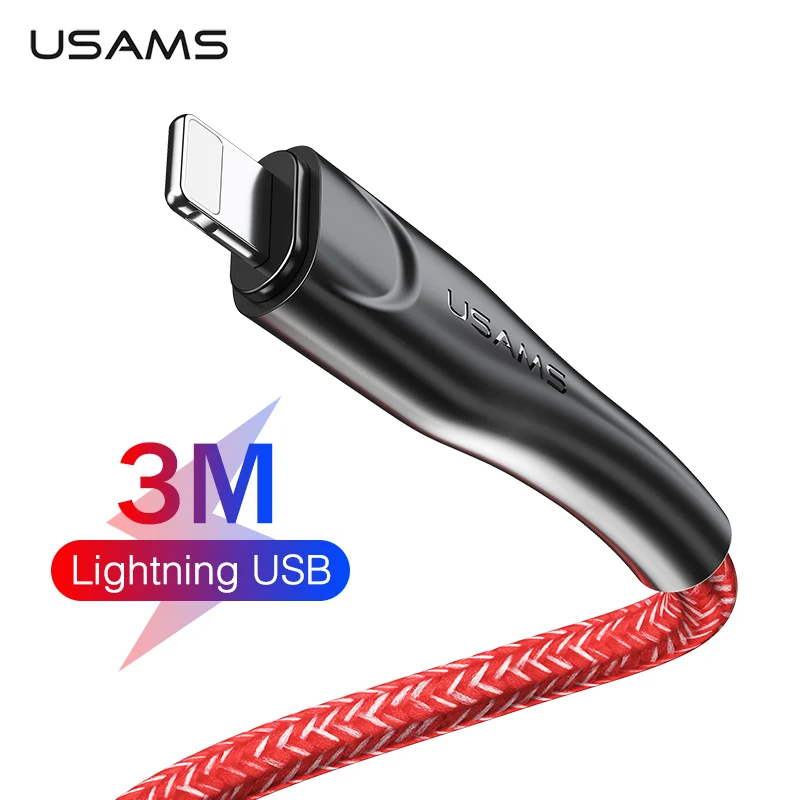 Кабель USAMS Lighting для iphone зарядный кабель iPhone X XS 8 7 6 5 11 usb 3 м 2 1 ipad|Кабели мобильных