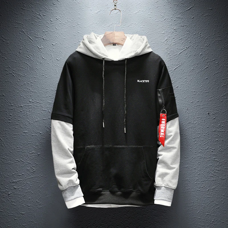 Cool Sweatshirt Men Hip Hop patchwork Long Sleeve Pullover contrast Hoodies Sweatshirt hoodies Men high quality