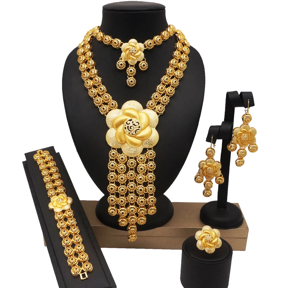 Дубайское Золотое ювелирное изделие, женское модное ожерелье, Изящные Ювелирные наборы, женское ожерелье, 24k золото, дизайн, ожерелье