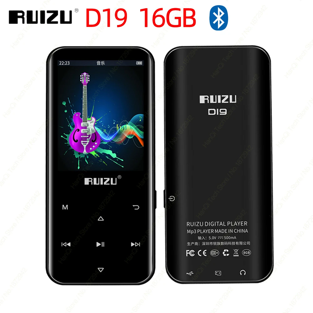 RUIZU D19 Bluetooth MP3 Player 16GB Portable Audio Walkman Digital