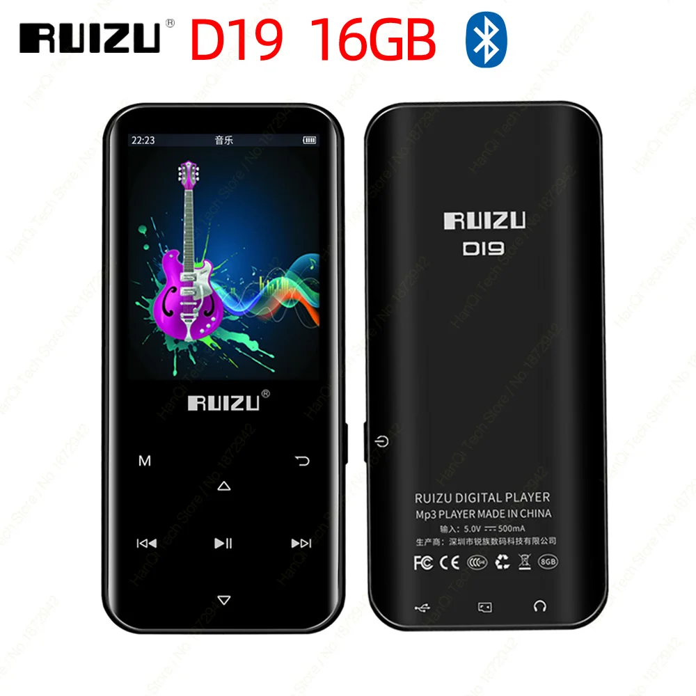 

RUIZU D19 Bluetooth MP3 Player 16GB Portable Audio Walkman MP3 Music Player With FM,Recorder,E-Book,Pedometer Player Bluetooth