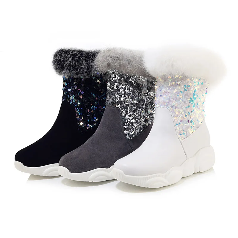 Rimocy/женские зимние ботинки белого цвета женские ботильоны с меховой отделкой и плюшевой подкладкой; Зимние удобные мягкие теплые женские ботинки на платформе
