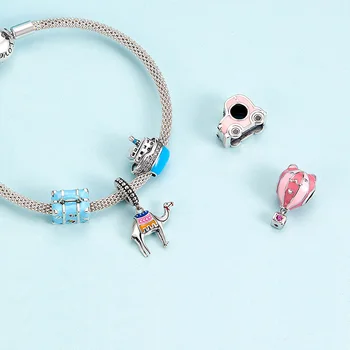 

New Travel Suitcase Camel Cat Ear Balloons Beads fit Pandora Bracelet charm Jewelry 925 Sterling Silver Original Pendant DIY