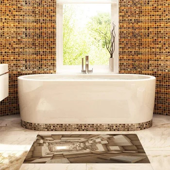 

Non-slip Twill 3D Cube Pattern Floor Wall Sticker Waterproof PVC DIY Bathroom Floor Stickers Home Decor Wallpaper Mura
