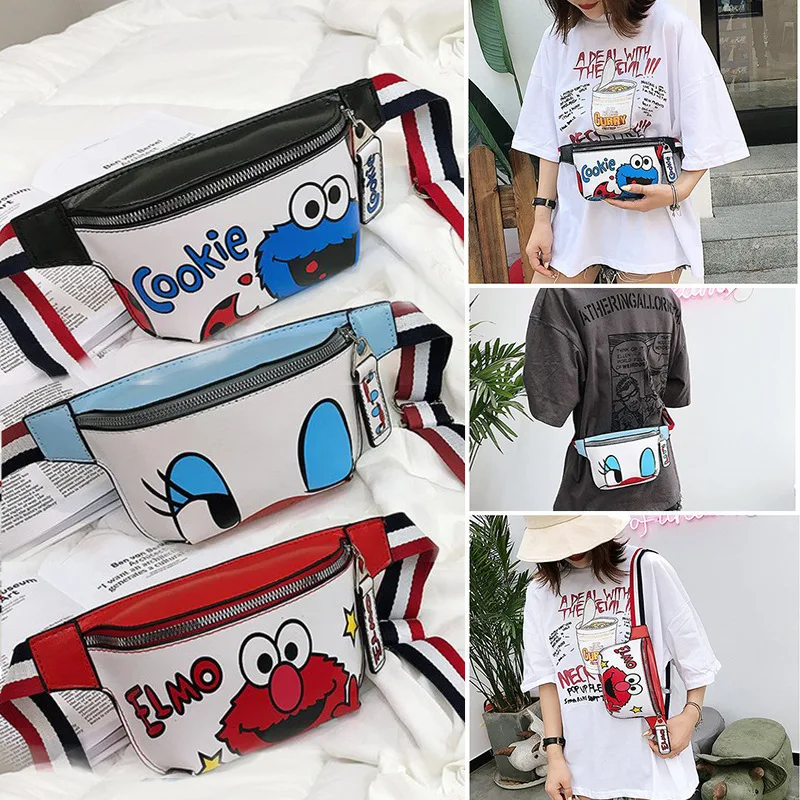 

2019 New Style Shoulder Bag Women's Summer Bag Animal Pattern Hip Hop Cute Graffiti Pu Makeup Wallet Dumpling Bag