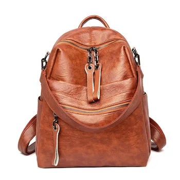 

2019 Vintage Natural Leather Women Backpack Luxury Travel Backpack Designer Female School Bags for Teenage Girls Bookbag Mochila