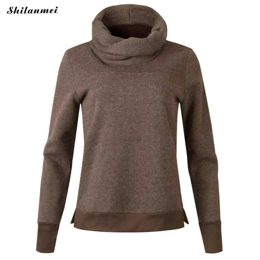 coffee color Теплая зимняя водолазка с воротником Harajuku худи и толстовки для женщин модные толстые Moleton Feminino женские толстовки с длинными рукавами - Цвет: coffee color