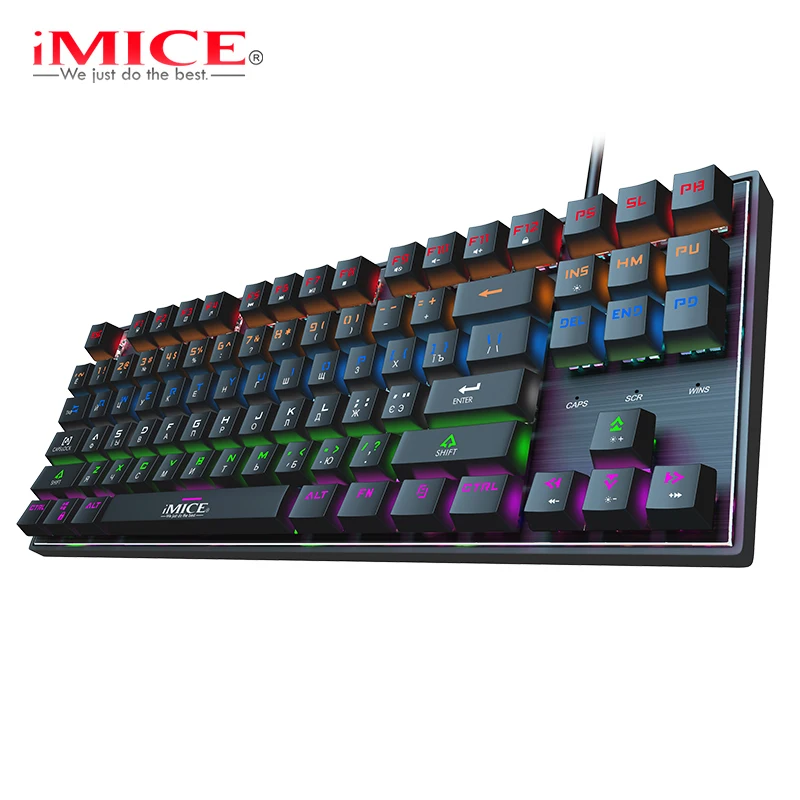 

Mechanical Keyboard RGB Backlit Keyboard Professional Gaming Keyboard 87 Keycaps for Gamer PC Computer Dota Game Blue Switch