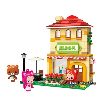 

306pcs Creative Series Animal house Bear and Fox DIY Educational Florist Shop Building Block Mini Figures Toys For Children Gift