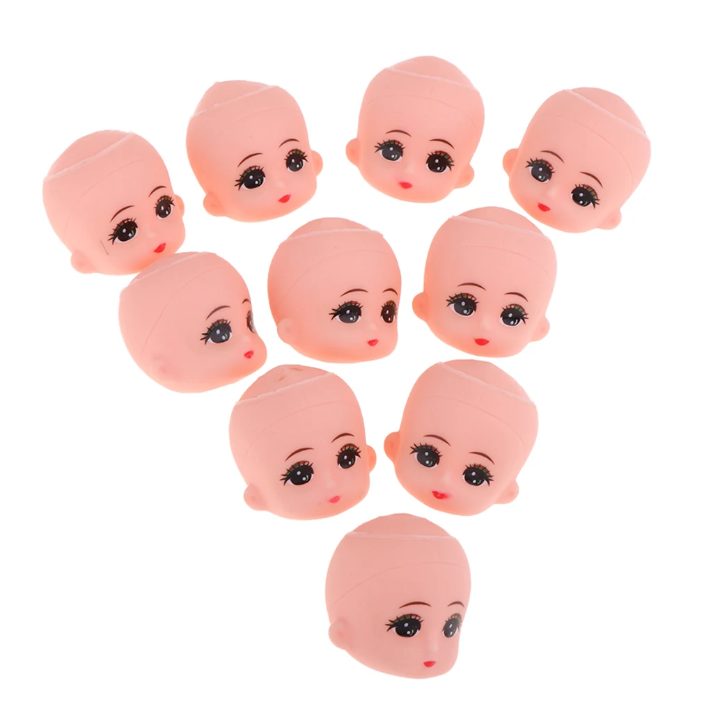 10pcs Mini Baby Heads Mold for 5inch Bathing Doll Custom Making Body Parts Key Chains Doll Custom