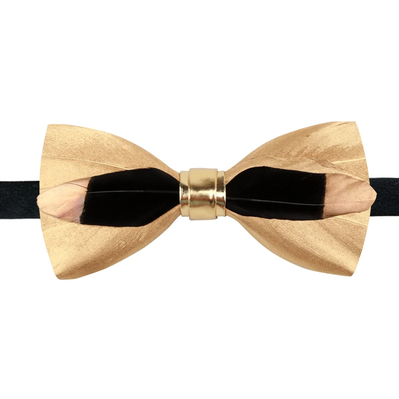 free-shipping-new-male-fashion-man-men's-original-handmade-feather-bow-tie-gold-men-and-women-dress-england-bridegroom-wedding