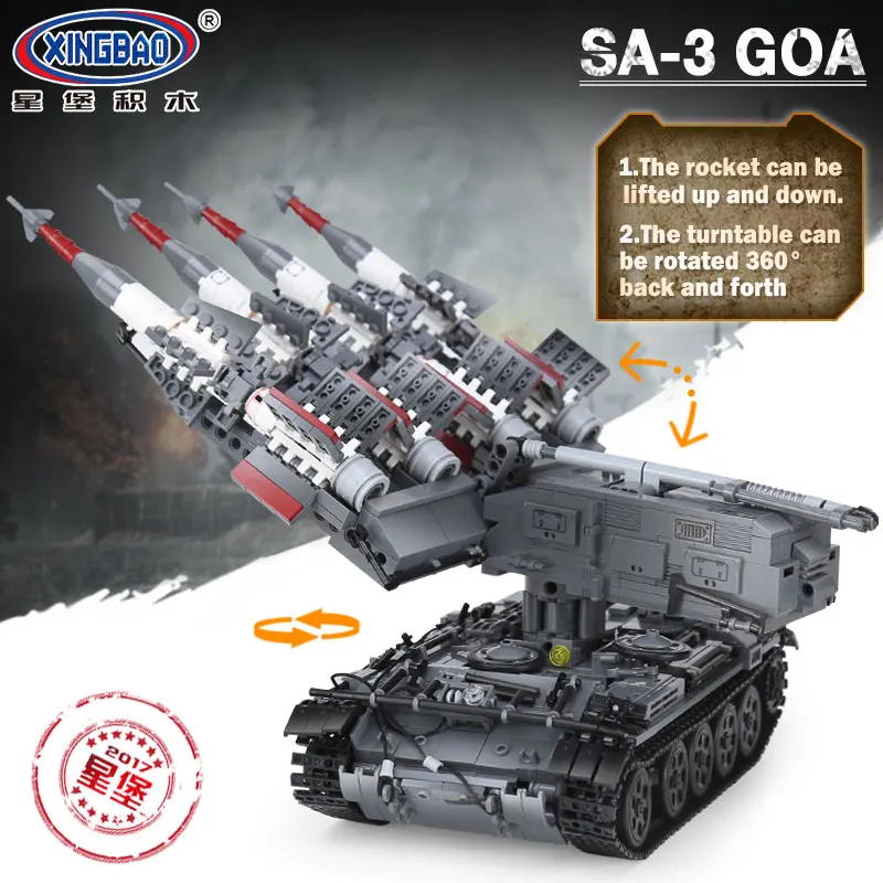 Xingbao 06004 Военная серия SA 3 ракета и T55 Танк набор Детская игрушка строительные