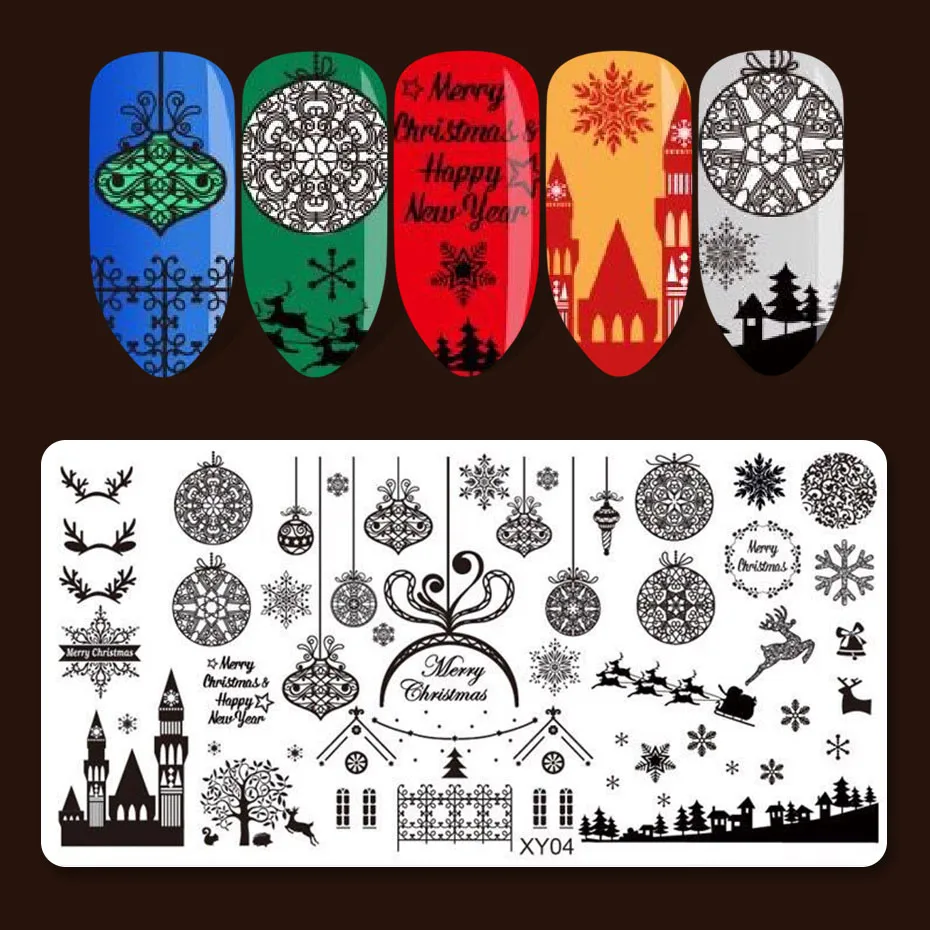 1 шт рождественские пластины для штамповки ногтей снежинки цветы штамп для ногтей УФ гель изображение трафаретная пластина инструменты для полировки BESTZM01-10 - Цвет: XY04