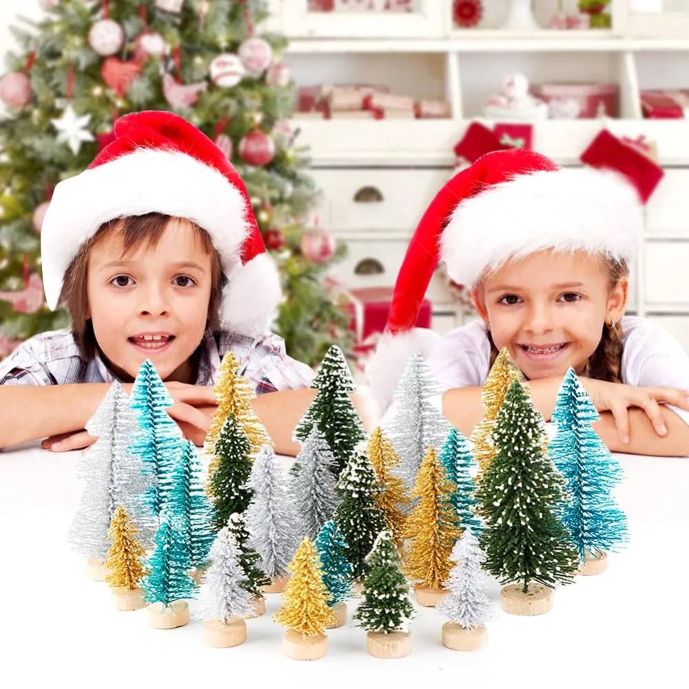 OurWarm 8 шт. мини-Рождественская елка из сизалевого волокна Снежный Мороз сосна DIY ремесло настольные рождественские украшения Navidad