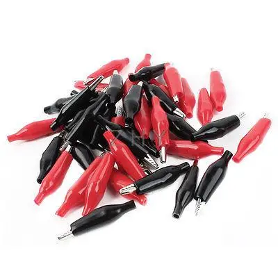 

11Pair 44mm Long Red Black Soft Boot Coated Alligator Test Clip Clamps