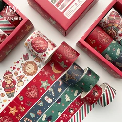 JIANWU – ensemble de rubans Washi de noël, 6 pièces/ensemble, matériel décoratif Kawaii pour Scrapbooking, journal intime, fournitures de papeterie 