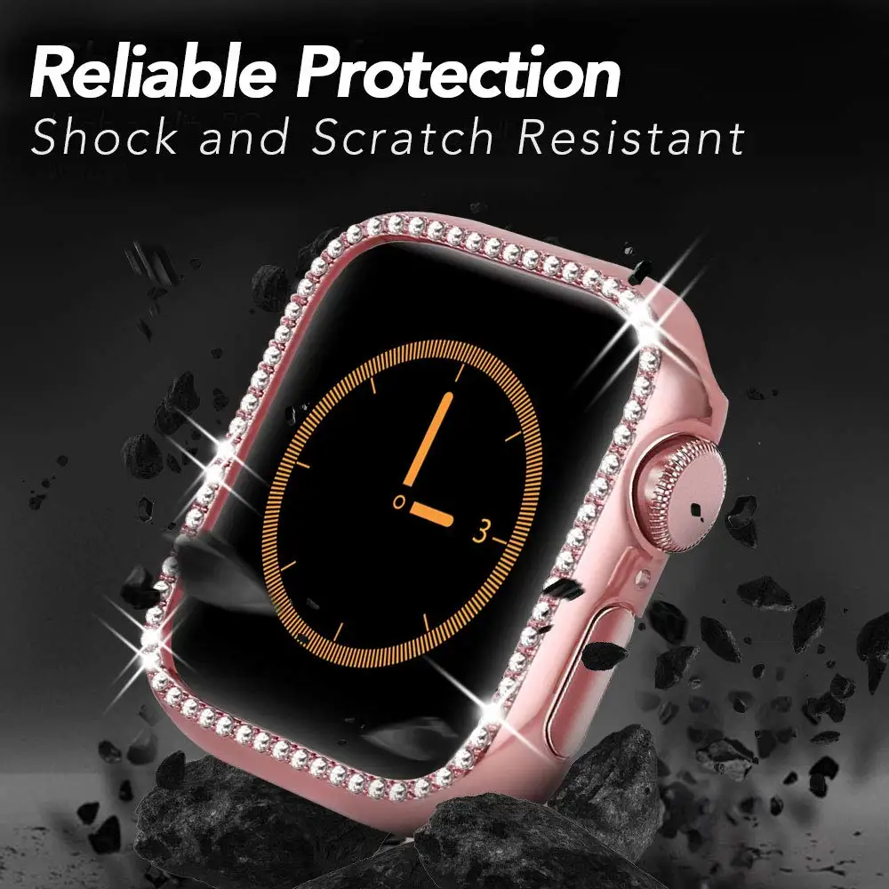Алмазный чехол для Apple Watch Series 4 5 40 мм/44 мм защитный iWatch из поликарбоната 38 мм/42