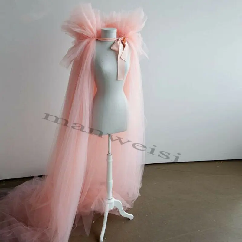 Уникальные Розовые Свадебные накидки свадебный плащ жакет Женский длинный Болеро топ из тонкой сетки Manteau