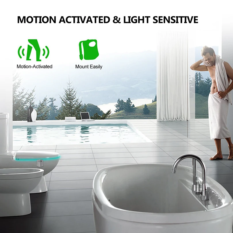 Toilet Night Light PIR Motion Sensor Toilet Lights LED Washroom Night Lamp 16 Colors Toilet Bowl Lighting For Bathroom Washroom 5