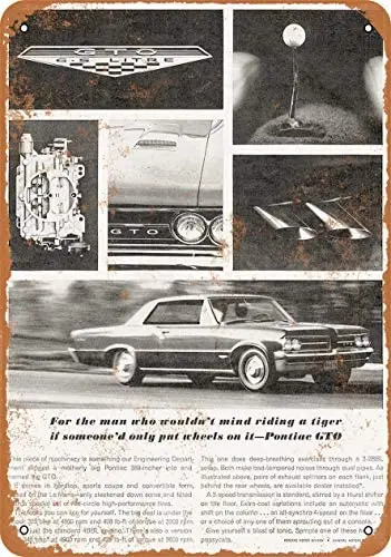1964 Pontiac GTO металлический жестяной знак 12X8 дюймов Ретро винтажный Декор | Дом и сад