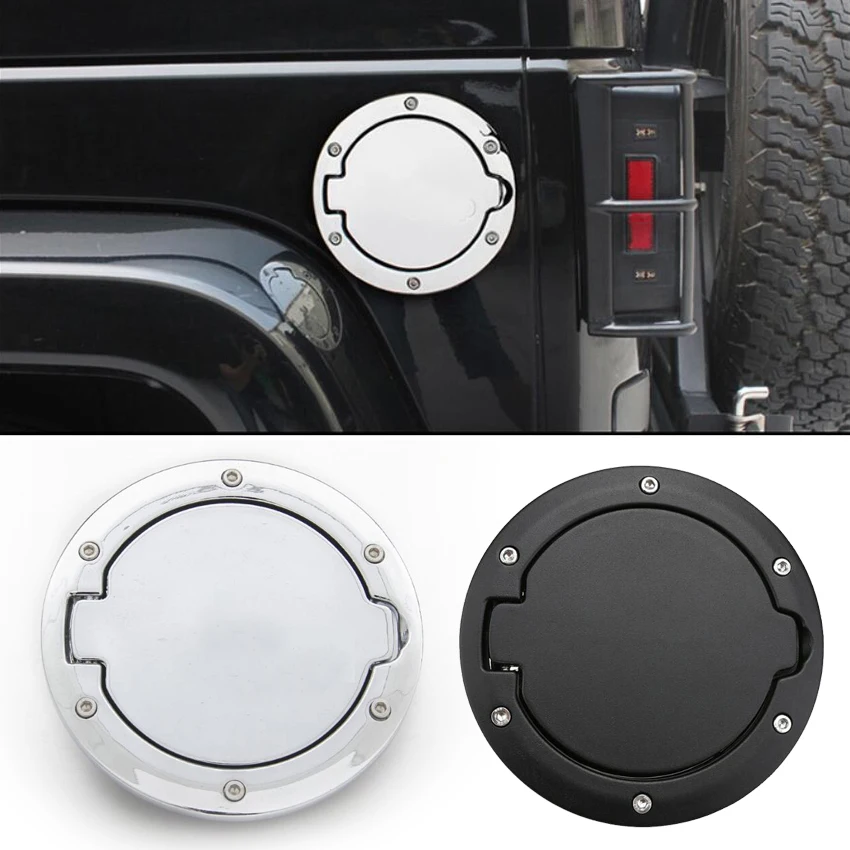 

Car Fuel Filler Door Cap Gas Tank Cover for Jeep Wrangler JK Rubicon Sahara Unlimited 07-17 Replacement Part With LOGO Accessory