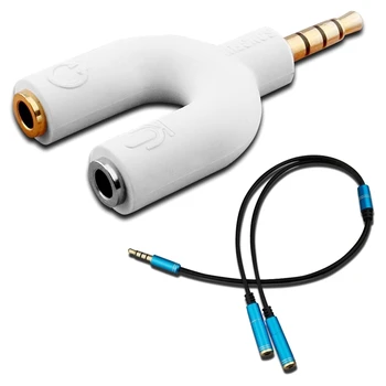 

U Shape 3.5mm Y Splitter for o Headphone and MIC + 3.5mm 4 Position to Dual 3 Position 3.5mm M/F, Compatible with iPhone iPa