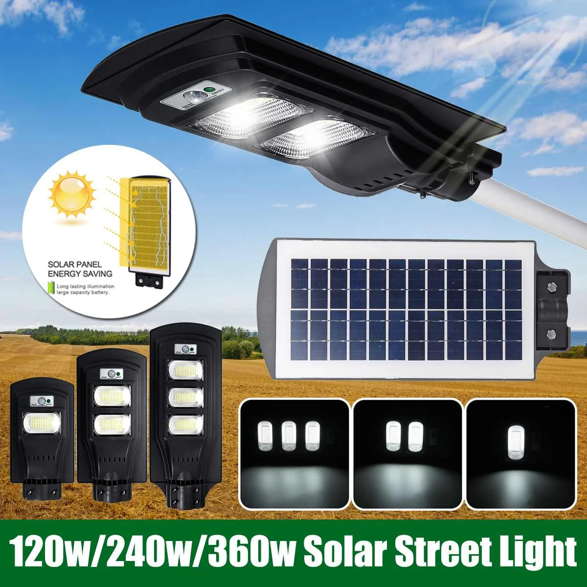 

120/240/360W Solar Street Light LED Waterproof Area Security Lamp for Outdoor Garden Wall Lamp