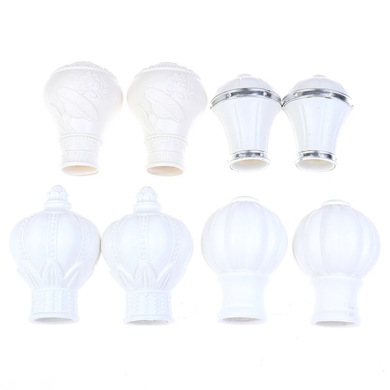2Pcs Multiple Sizes Curtain Rod Cap Finials Plastic Vintage Drapery Rail Ends