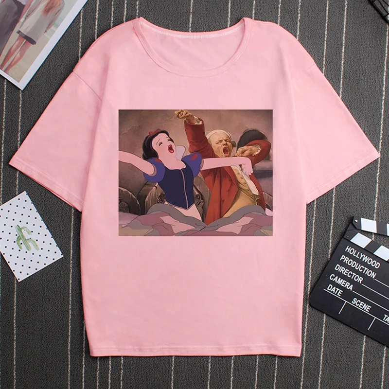 Новое поступление мультфильм Harajuku футболка Женская печать o-образным вырезом вы панк Catton футболка Повседневная короткий рукав Футболка женская