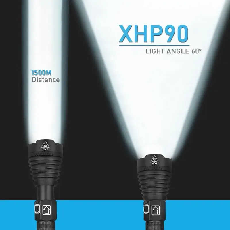 Люменов xhp90 самый мощный светодиодный светильник-вспышка перезаряжаемый через usb фонарь xhp50 xhp70 ручная лампа 26650 18650 батарея светильник-вспышка