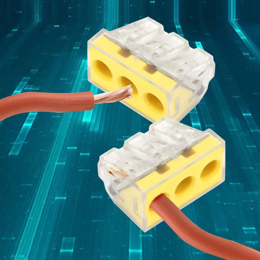 

50pcs Mini Fast Wire Connectors 3 Pin Push Fit Wire Wiring Connector Cable Terminal Block Universal Compact Wiring Connector