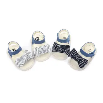 

High Quality Girls Summer Sandals Princess Striped Bow Slip-resistant Shoes