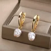 Boucles d'oreilles circulaires pour femmes, Vintage, Punk, rondes, baroques, en perles, en acier inoxydable, Clip d'oreille circulaire, bijoux cadeau Mujer