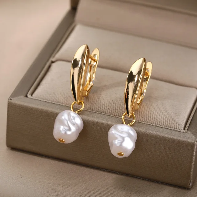 Boucles d'oreilles circulaires pour femmes, Vintage, Punk, rondes, baroques, en perles, en acier inoxydable, Clip d'oreille circulaire, bijoux cadeau Mujer