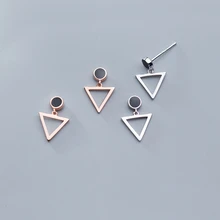 Серьги из стерлингового серебра 925 пробы Модные Простые Стильные треугольные серьги-гвоздики серьги серебряные украшения для женщин подарок для девочек