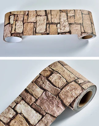 Brick Turmeric 10 м самоклеющаяся плинтус домашний декор Водонепроницаемая Гостиная Ванная комната линия талии Настенная Наклейка-бордюр мраморные обои границы - Цвет: Brick Turmeric