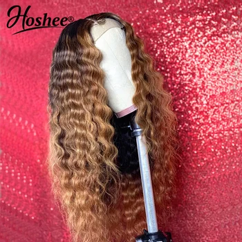 

Honey Blonde Colored Ombre Lace Front Human Hair Wigs With For Women Curly Brazilian Remy Closure Wig 13x4 Lace Front Wig 150%