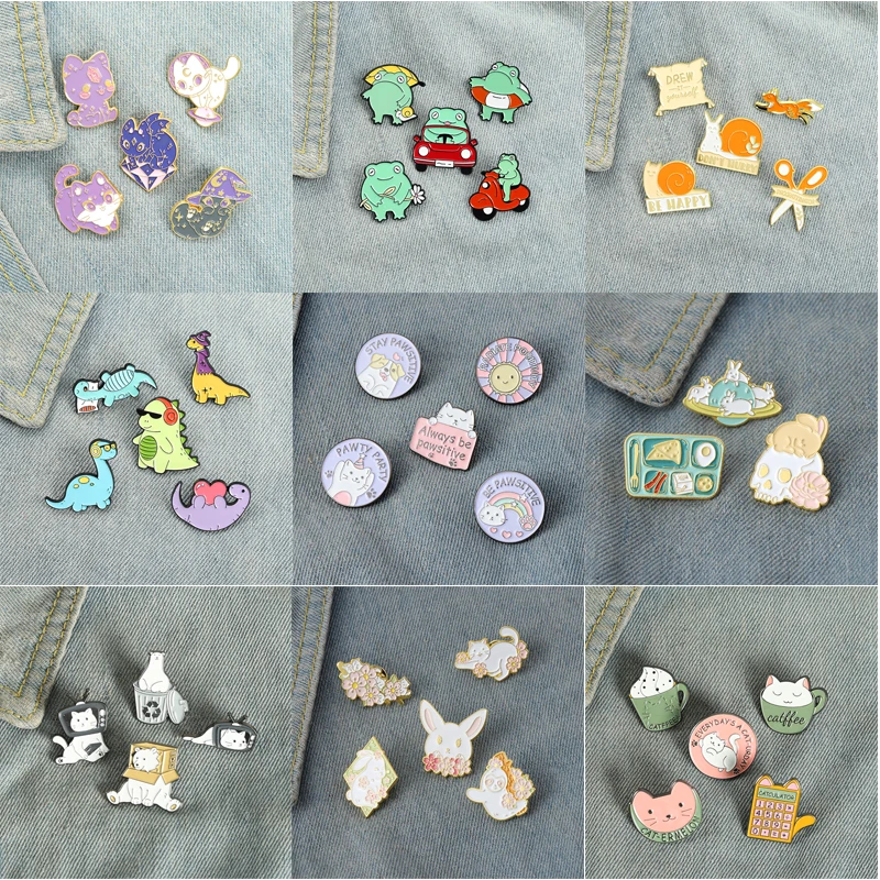 Cute Enamel Pin Set Enamel Lapel Pin Enamel Badge Bag Enamel