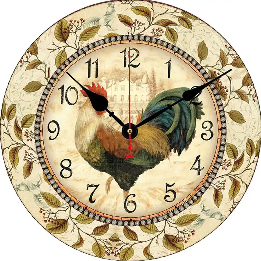 Винтажные настенные часы, кухонные часы, круглые подвесные римские цифры, настенные часы, практичное украшение для гостиной - Цвет: Chicken Clock N