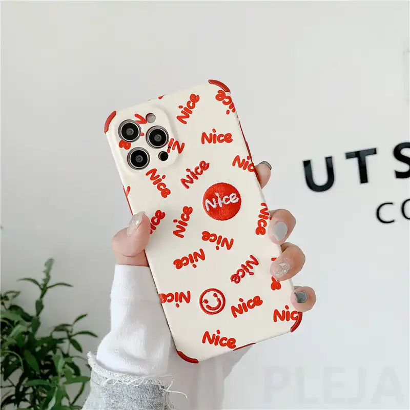 ファンシー刺繍スマイル顔文字ケースiphone Xr Xs 12ミニ11プロマックスse 7 8プラスソフトシリコーン電話カバーfunda 電話用緩衝材 Aliexpress