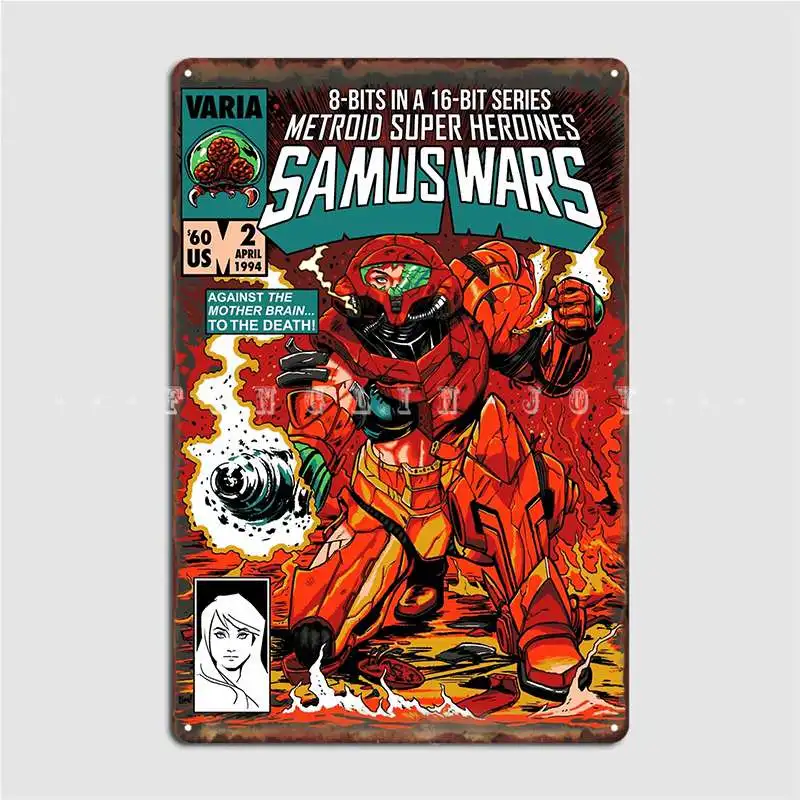 

Металлический плакат Samus Wars с табличкой, Постер для кинотеатра, гостиной, живопись, Декор, создание оловянного знака, постер