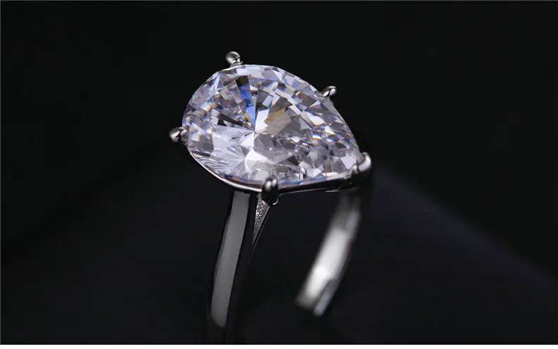 5 карат грушевидная огранка 14*10 мм S925 Серебряное кольцо SONA solitaire изящное кольцо Цитрин Сапфир Аметист Рубин цветной бриллиант