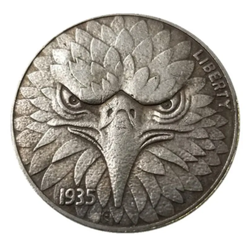 

1935 Eagle head AB Souvenir Coins Collectibles 3D Antique Metal Commemorative Morgan Hobo Coin Copy Home Decor New Year Gifts