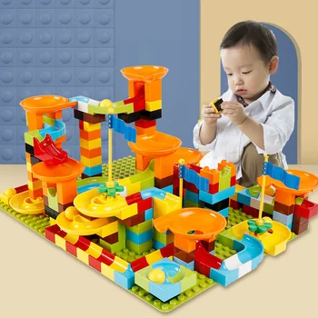 

56-100pcs Large Particle Building Blocks Brick Marble Race Run Block Duploe Funnel Slide Blocks DIY Bricks Children Toys